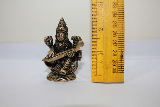 Brass Saraswati Ji Statue 163g - PUSHMYCART