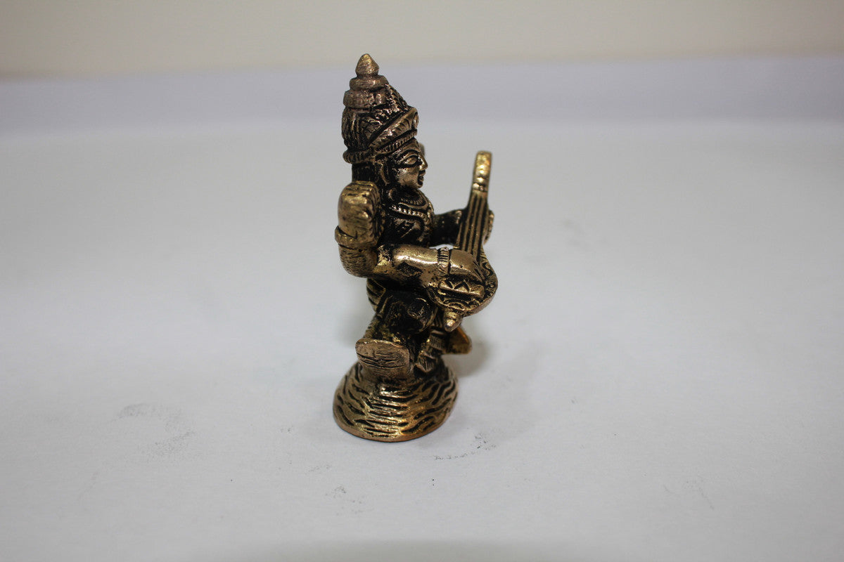 Brass Saraswati Ji Statue 163g - PUSHMYCART
