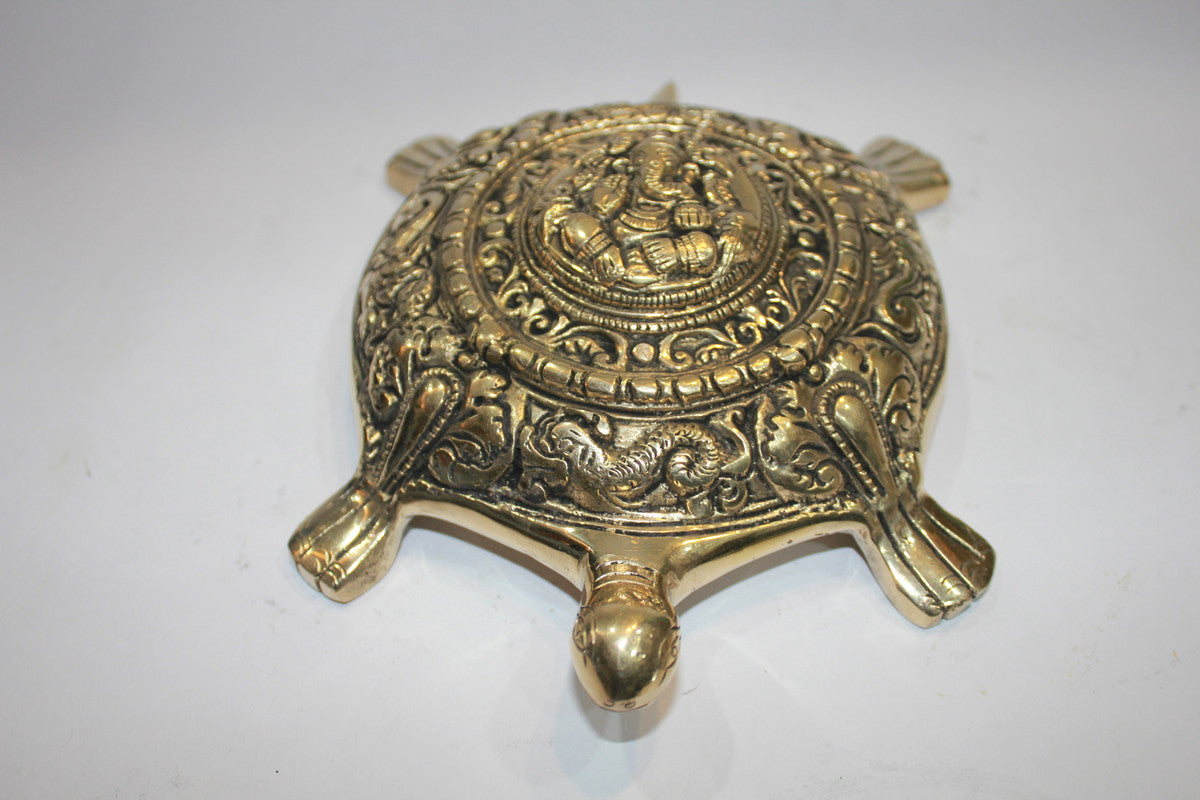 Brass Ganesha Tortoise Statue 1263g