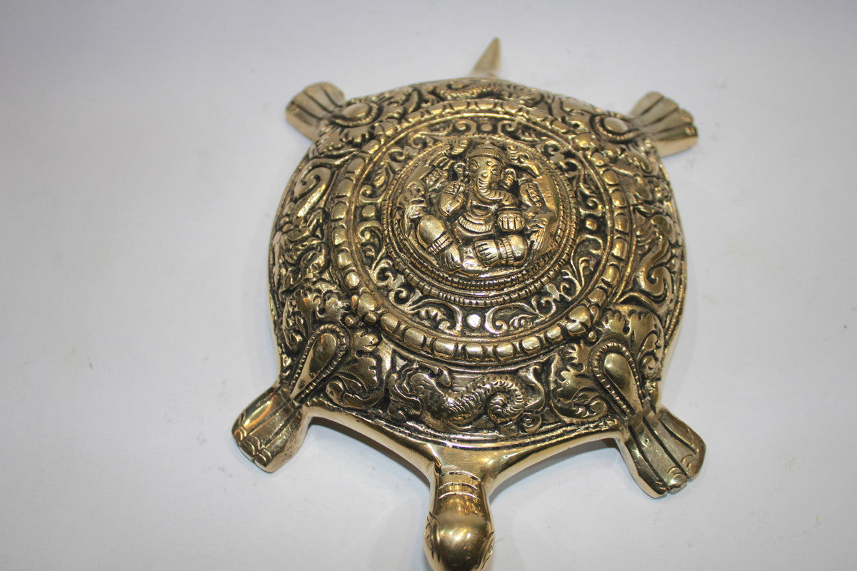 Brass Ganesha Tortoise Statue 1263g - PUSHMYCART