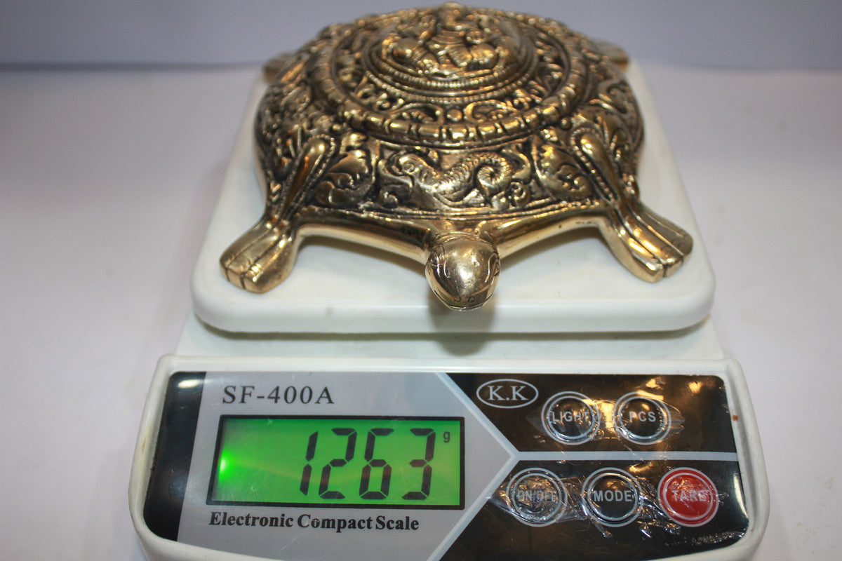 Brass Ganesha Tortoise Statue 1263g - PUSHMYCART