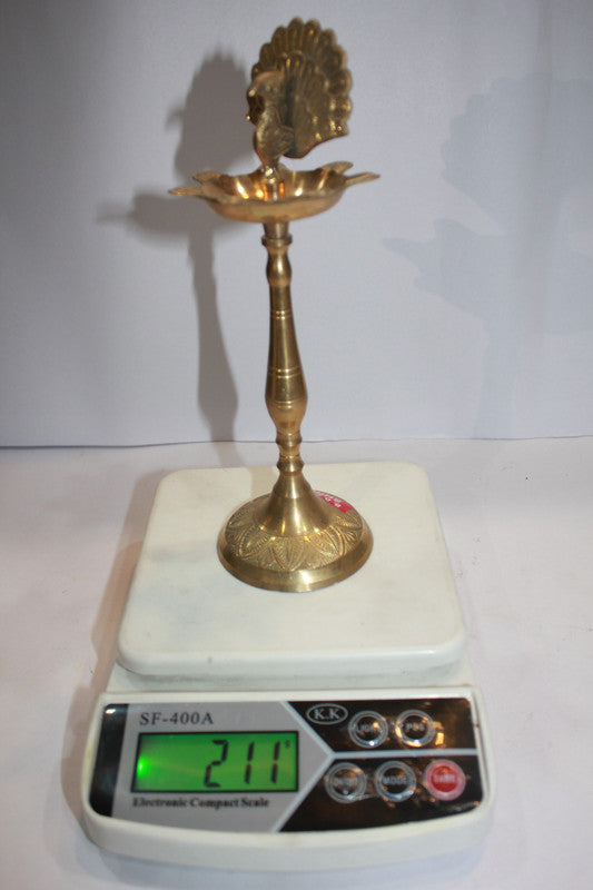 Brass Peacock Lamp, Diya, Deepak 211g - PUSHMYCART