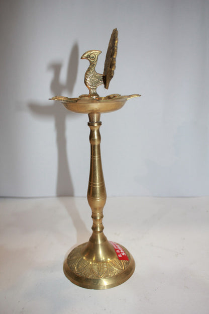 Brass Peacock Lamp, Diya, Deepak 211g - PUSHMYCART