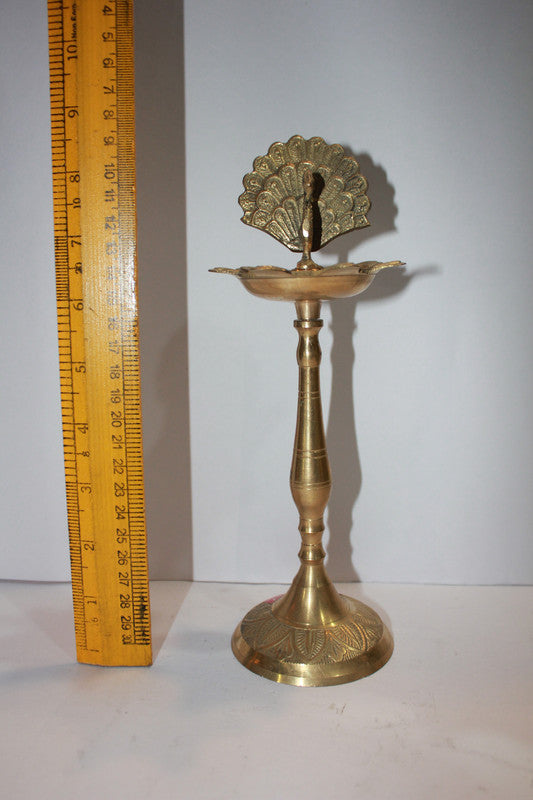 Brass Peacock Lamp, Diya, Deepak 211g - PUSHMYCART