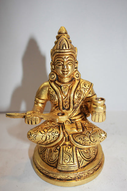 Brass Annapurna Devi Murti Statue 1357g