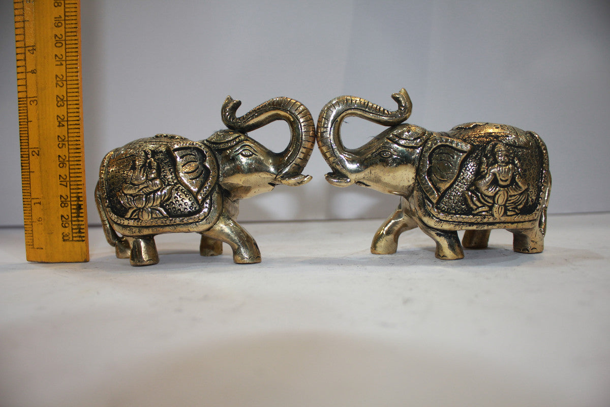 Brass Pair Elephant Statue 1455g - PUSHMYCART