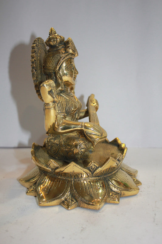Brass Saraswati Ji Statue 3058g - PUSHMYCART