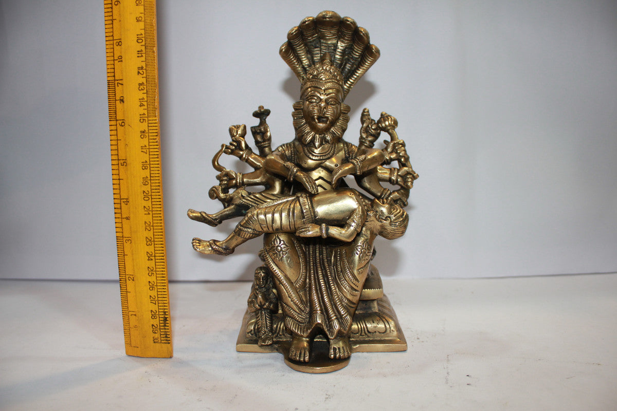 Brass Narsingh Bhagwan God Idol Statue 3598g - PUSHMYCART