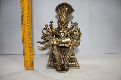 Brass Narsingh Bhagwan God Idol Statue 3598g - PUSHMYCART