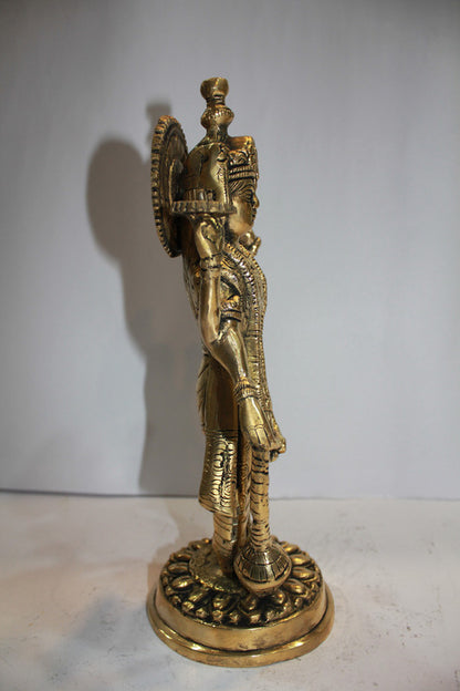Brass Vishnu Laxmi God Idol Statue 4463g - PUSHMYCART