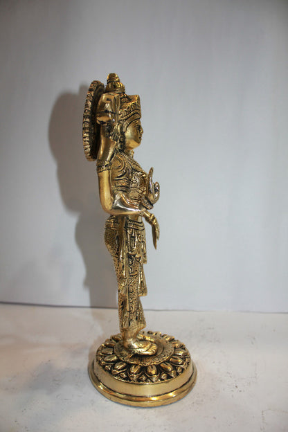 Brass Vishnu Laxmi God Idol Statue 4463g - PUSHMYCART