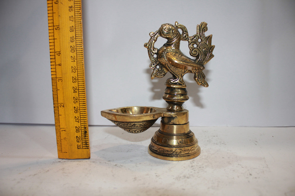 Brass Murga Lamp, Diya, Deepak 818g - PUSHMYCART