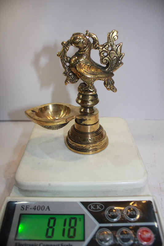 Brass Murga Lamp, Diya, Deepak 818g - PUSHMYCART