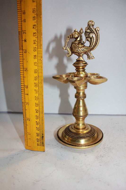 Brass Murga Lamp, Diya, Deepak 936g - PUSHMYCART