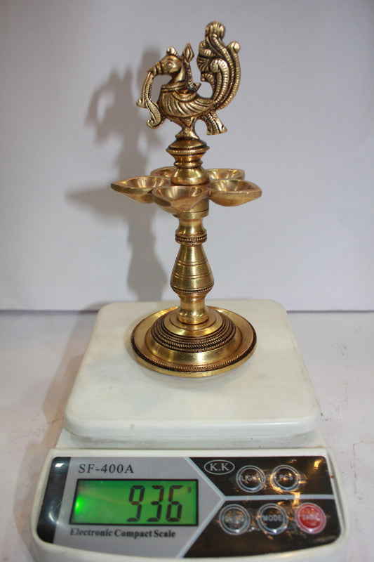 Brass Murga Lamp, Diya, Deepak 936g - PUSHMYCART