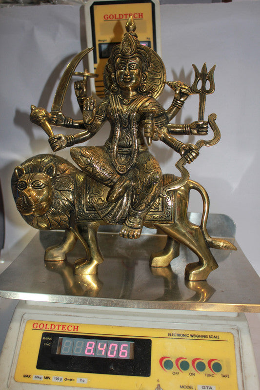 Brass Durga Ji God Idol Statue 8.4kg - PUSHMYCART
