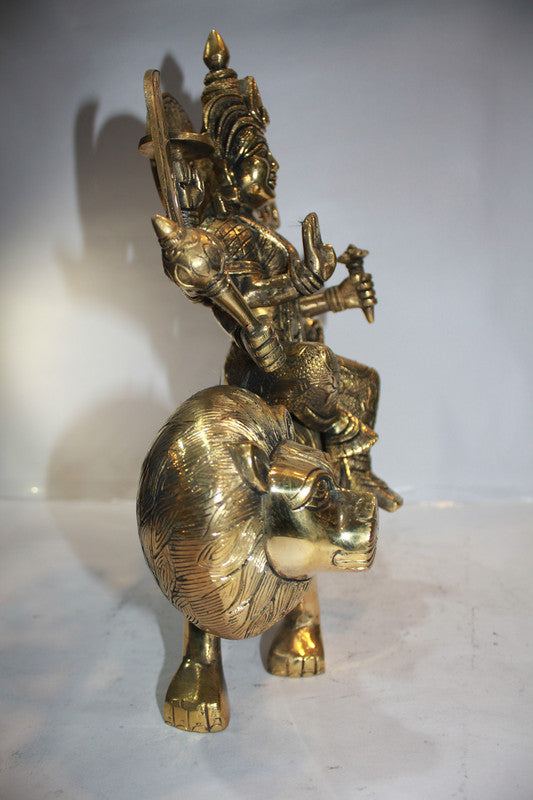 Brass Durga Ji God Idol Statue 8.4kg - PUSHMYCART