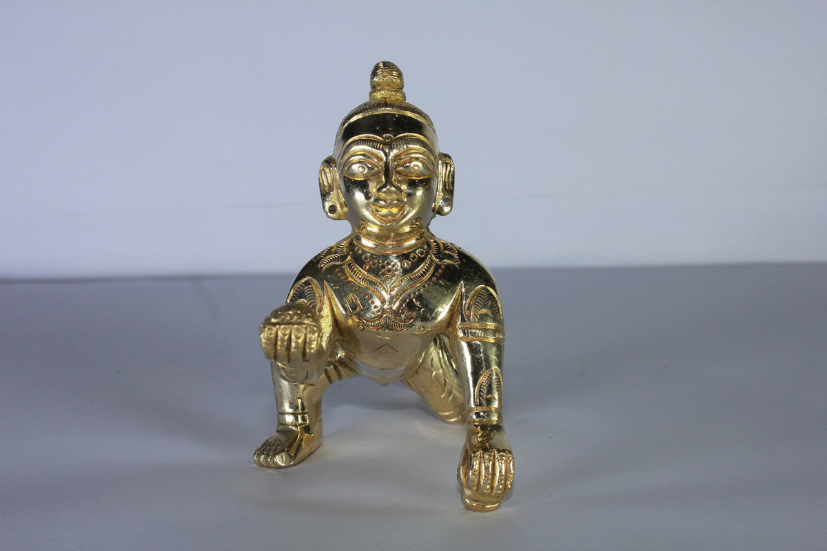 Brass Laddu Gopal Statue Idol 659g