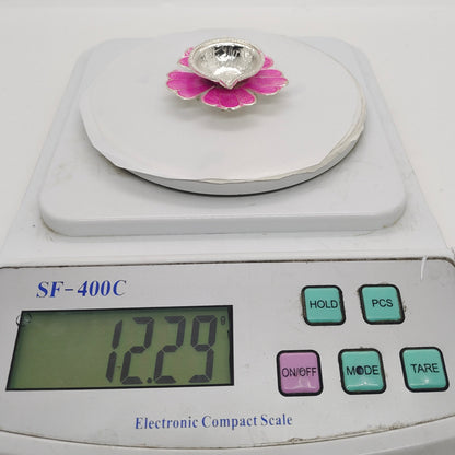 Pure Silver Fancy Diya Flower Pattern In Pink 24.57 g - PUSHMYCART
