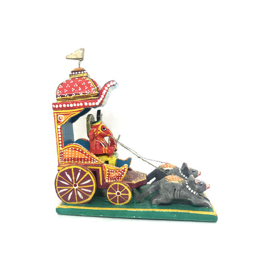 Hand-painted Wooden Ganesh Ratham from Kondapalli - PUSHMYCART
