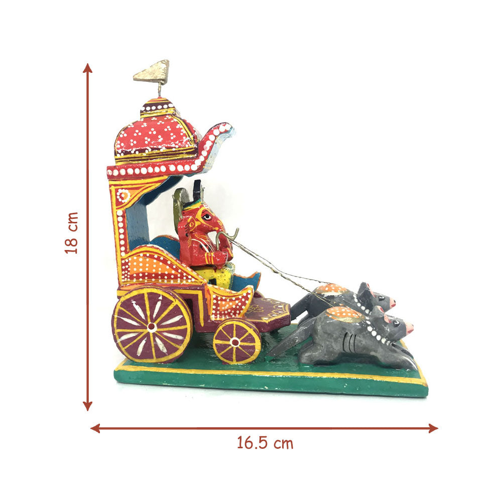 Hand-painted Wooden Ganesh Ratham from Kondapalli - PUSHMYCART