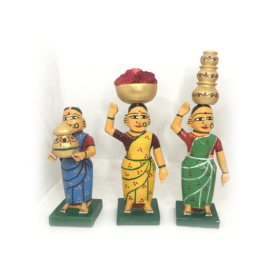 Village Ladies - Set of 5 - Kondapalli Bommalu - PUSHMYCART