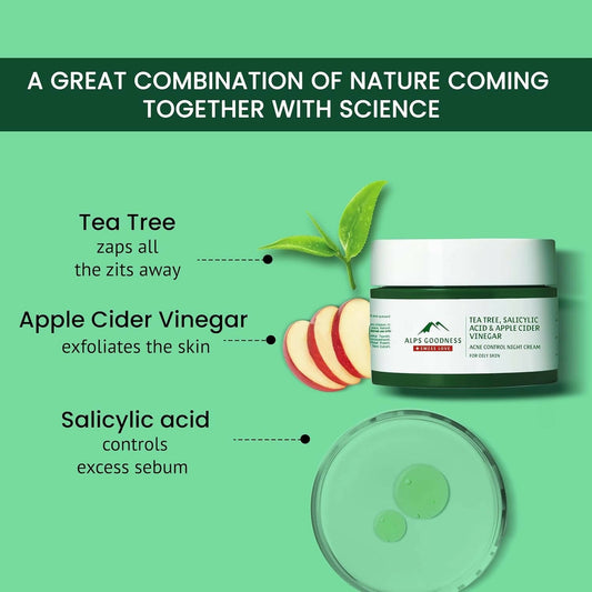 Alps Goodness Tea Tree Salicylic Acid and Apple Cider Vinegar Acne Control Night Cream