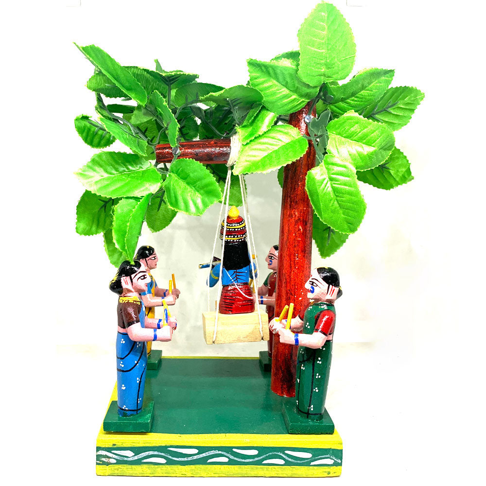 Krishna Jhula with Gopikas - Kondapalli Toys - PUSHMYCART