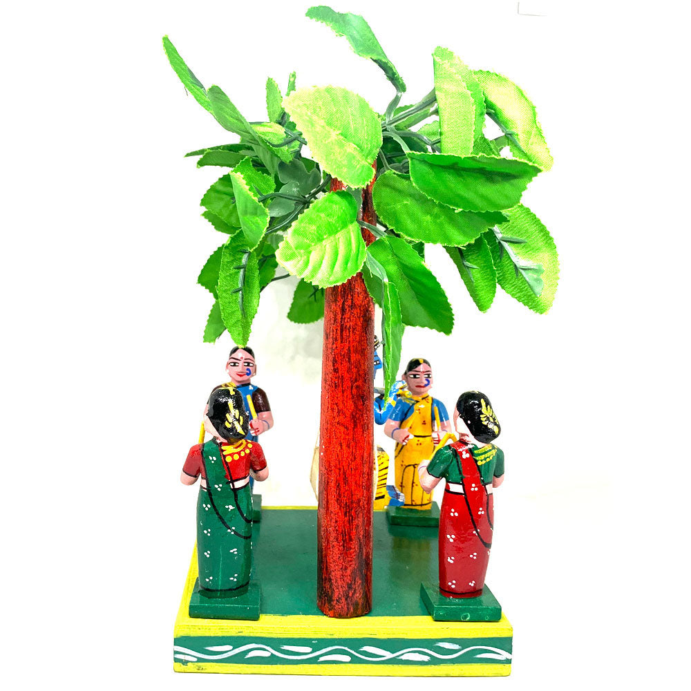 Krishna Jhula with Gopikas - Kondapalli Toys - PUSHMYCART