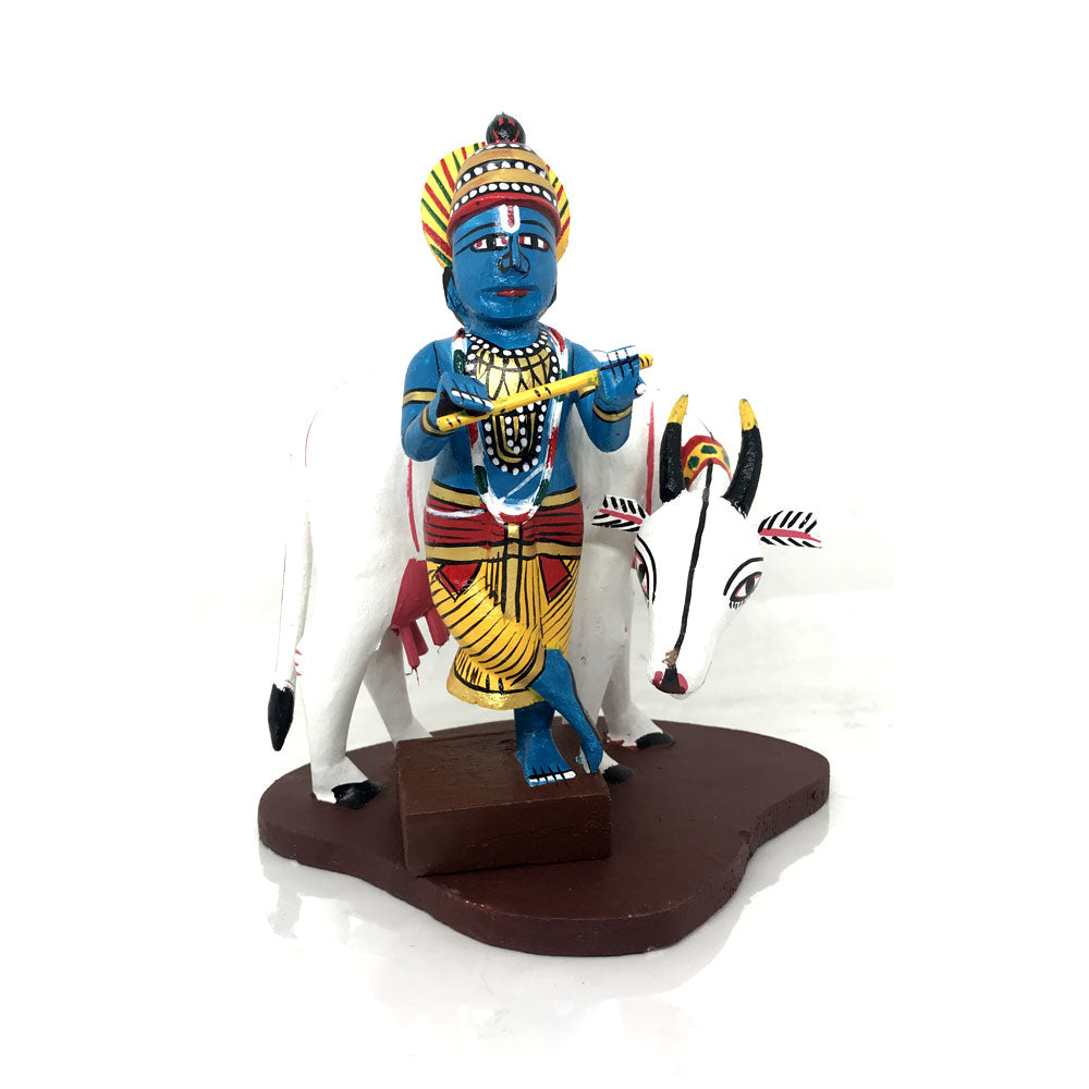 Beautiful Lord Krishna and Cow Kondapalli Toys