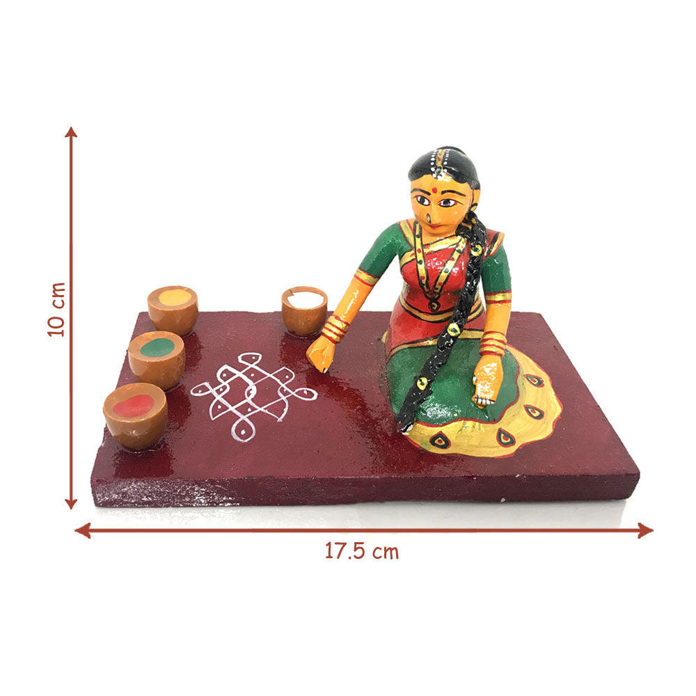 Colorful Sankranti Muggu Rangoli Lady - Kondapalli Toys - PUSHMYCART