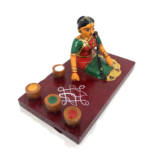 Colorful Sankranti Muggu Rangoli Lady - Kondapalli Toys - PUSHMYCART
