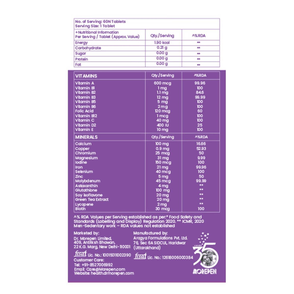 Dr. Morepen Multivitamin Men Tablets and Multivitamin Women Tablets Combo - PUSHMYCART