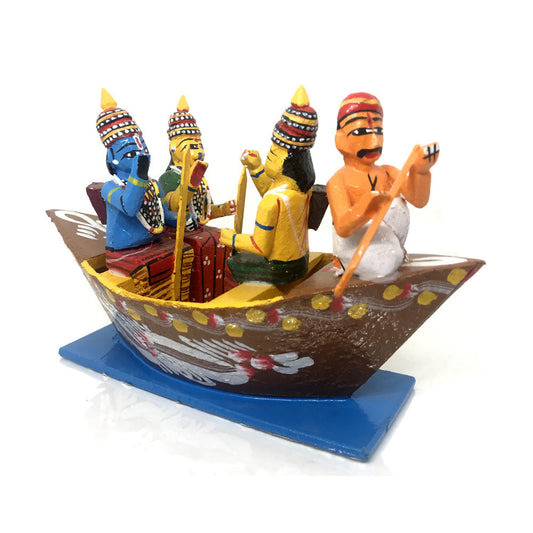 Rama Sita Lakshmana and boat man Kevat - Kondapalli Bommalu - PUSHMYCART