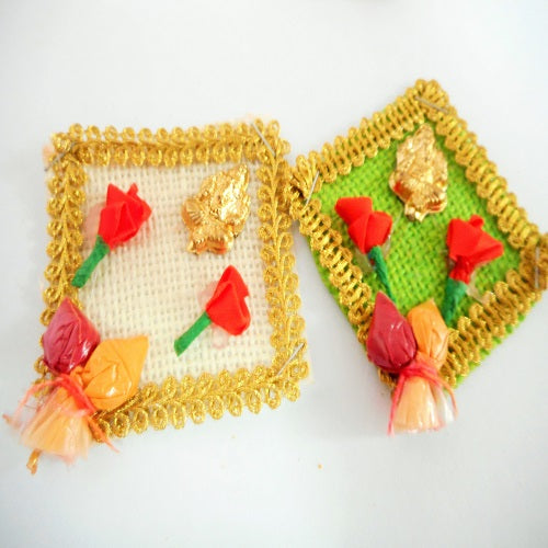 Fancy Haldi Kumkum With Ganesh And Roses - 10gms - PUSHMYCART