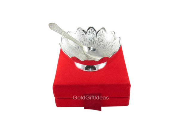 4 Inch Silver Plated Flower Bowl - 400gms - PUSHMYCART