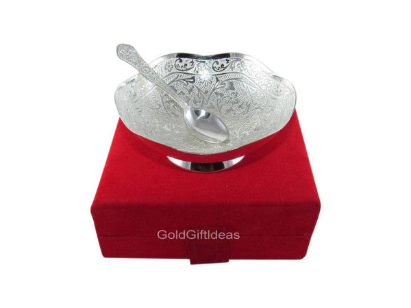 5 Inch Silver Plated Antique Bowl - 500gms - PUSHMYCART
