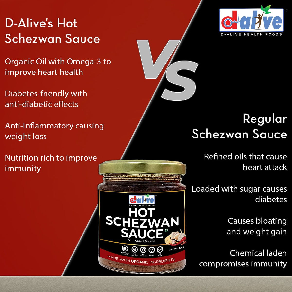D-Alive Hot Schezwan Sauce - PUSHMYCART
