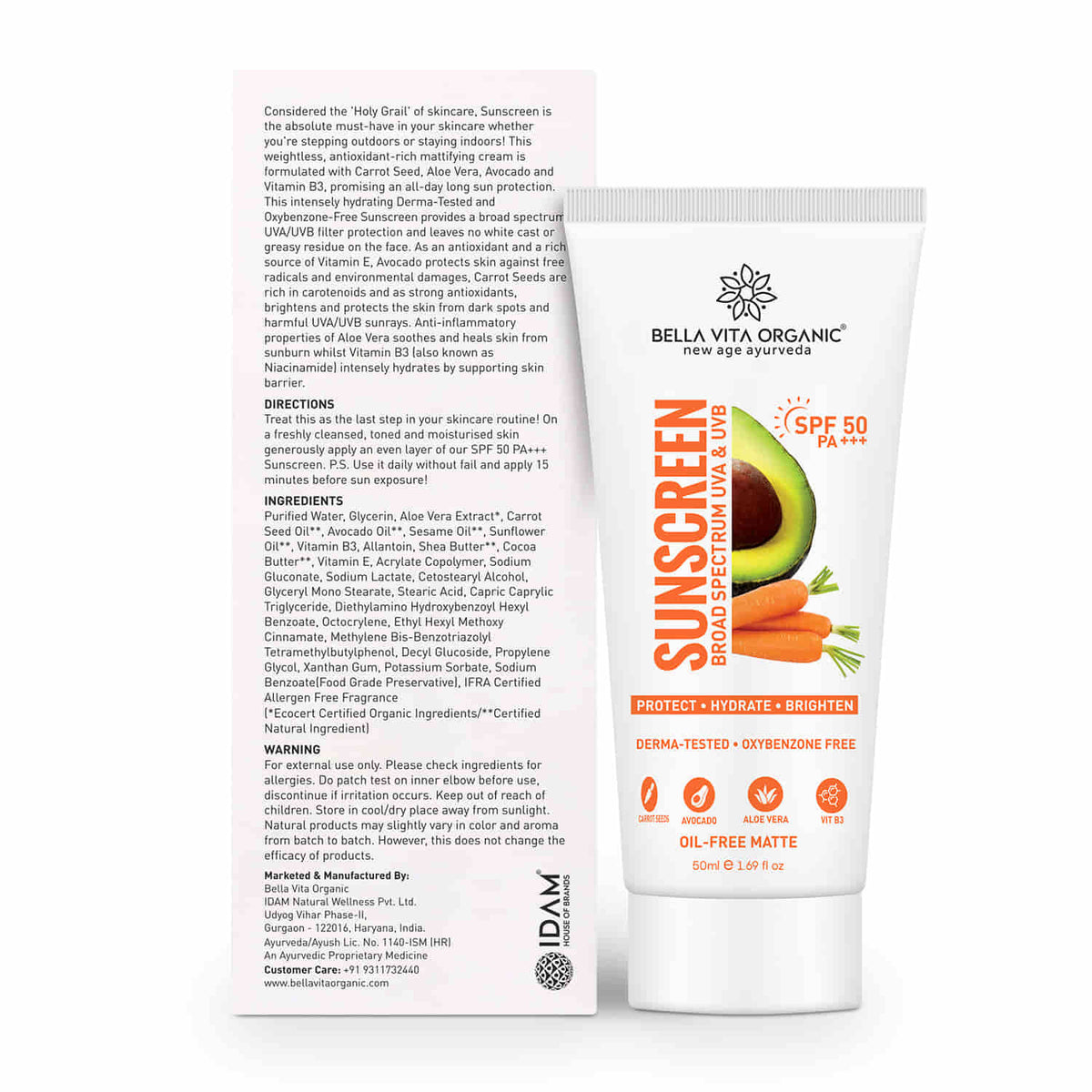 Bella Vita Organic SPF 50 Pa+++ Sunscreen 50ml