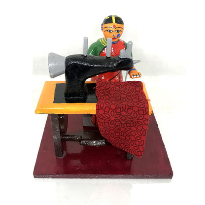 Colorful Wooden Tailor Lady Kondapalli Bommalu