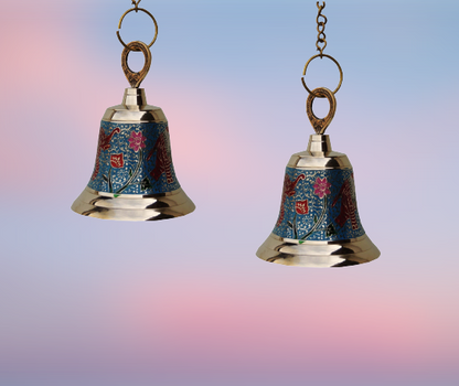Brass Hanging Pooja Bell Blue Color 0.893Kg - PUSHMYCART