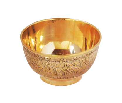 Brass Bowl Katori Embose Design 0.2Kg - PUSHMYCART