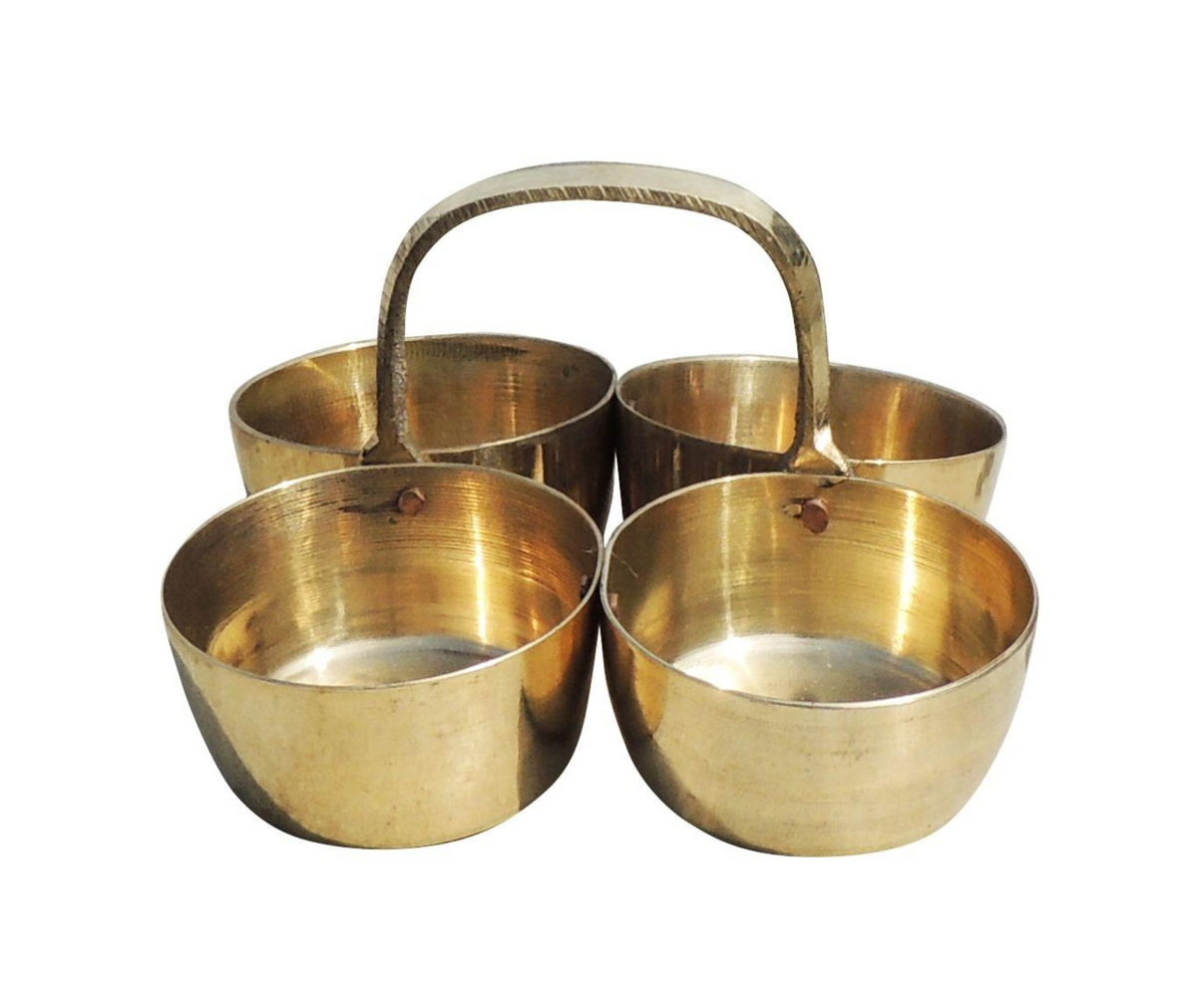 Brass Chokta Small 4 Bowl Combined 0.1kg - PUSHMYCART