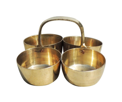 Brass Chokta Small 4 Bowl Combined 0.1kg - PUSHMYCART