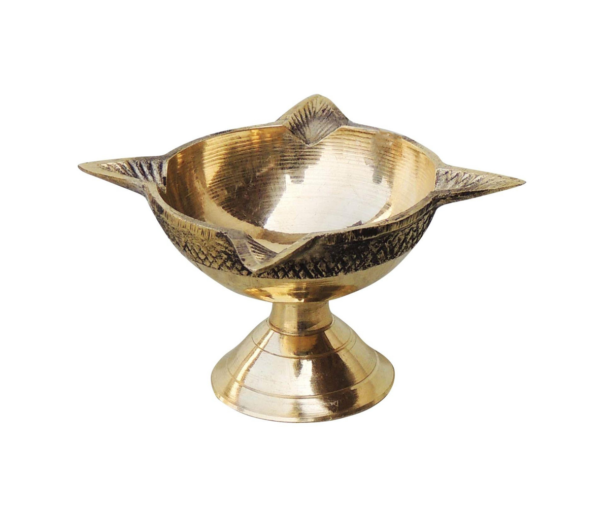 Brass Table Oil Lamp Deepak 4 Wicks 0.06Kg - PUSHMYCART