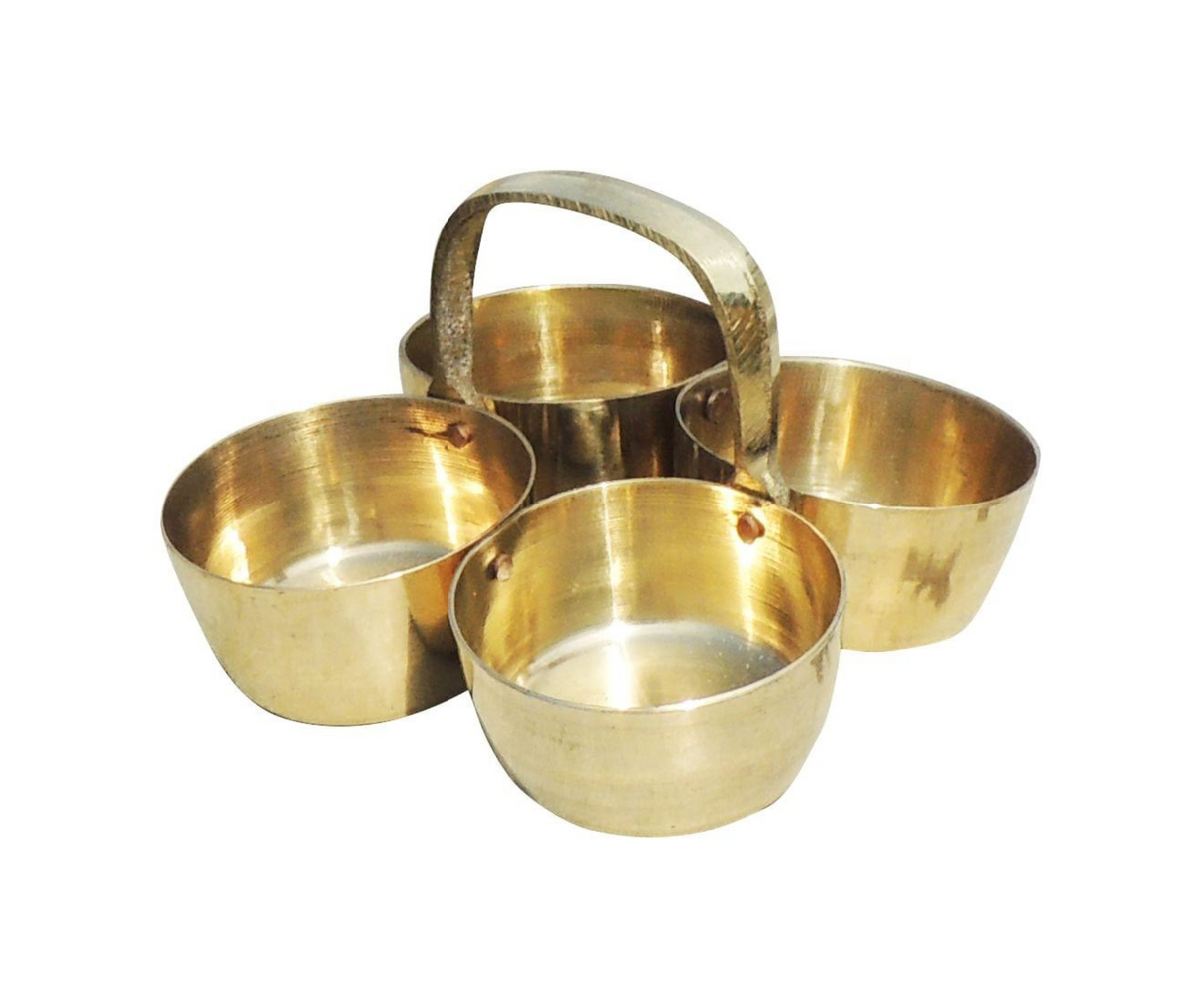 Brass Chokta Small 4 Bowl Combined 0.1kg - PUSHMYCART