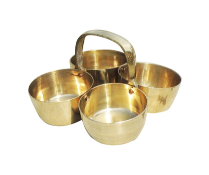 Brass Chokta Small 4 Bowl Combined 0.1kg - PUSHMYCART