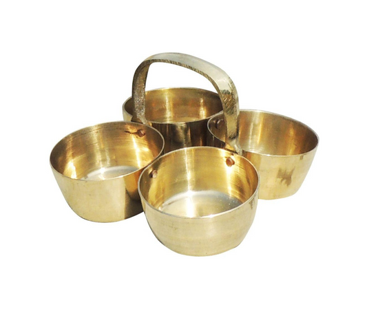 Brass Chokta Small 4 Bowl Combined 0.1kg - PUSHMYCART