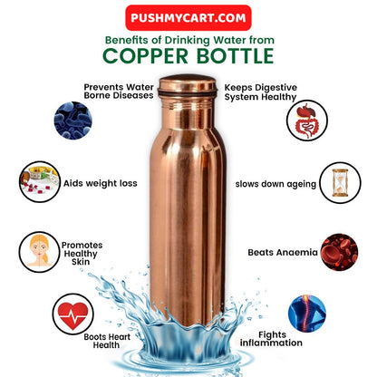 Pure Copper Water Bottle - 1 Liter 35 Oz - PUSHMYCART