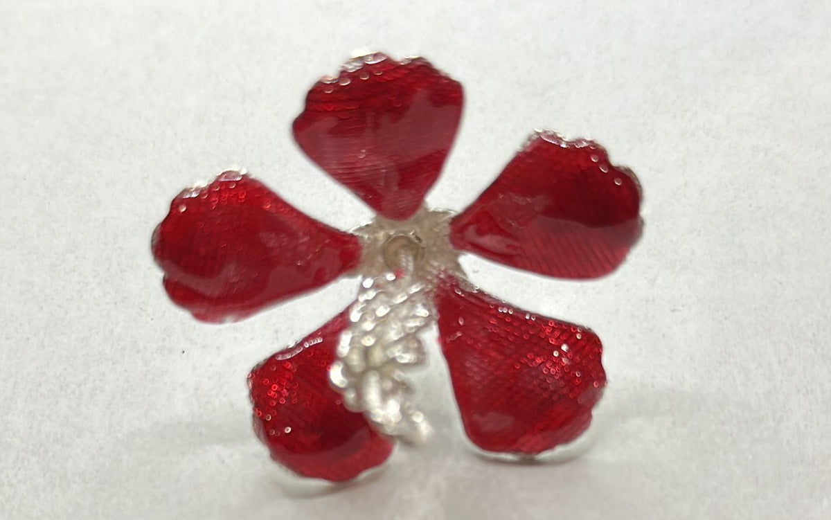 Pure Silver Red Hibiscus Flowers for pooja